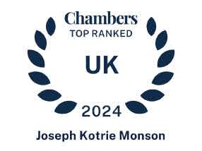 Chambers Top Ranked UK 2024 Joseph Kotrie Monson written on the logo. 