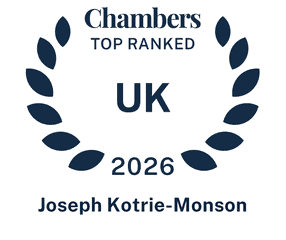 Chambers Top Ranked UK 2025 Joseph Kotrie Monson written on the logo.